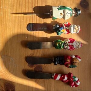 Set 5 Christmas cheese spreaders